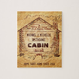 Logcabine - Aangepersonaliseerde naam Faux Wood  Legpuzzel