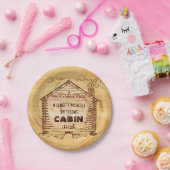 Logcabine - Aangepersonaliseerde naam Faux Wood  Papieren Bordje (Feest)