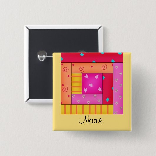 Logcabine Bloknaamkaart Button (Voorkant /achterkant)