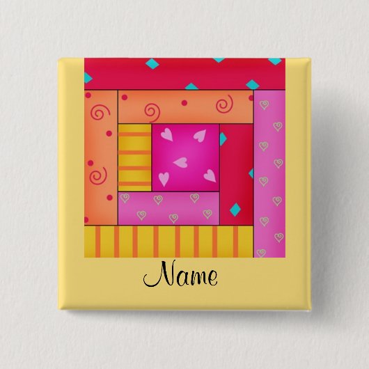 Logcabine Bloknaamkaart Button (Voorkant)