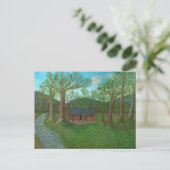 Logcabine en bomen briefkaart (Staand voorkant)