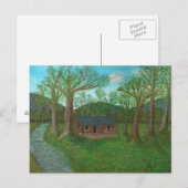Logcabine en bomen briefkaart (Voorkant / Achterkant)