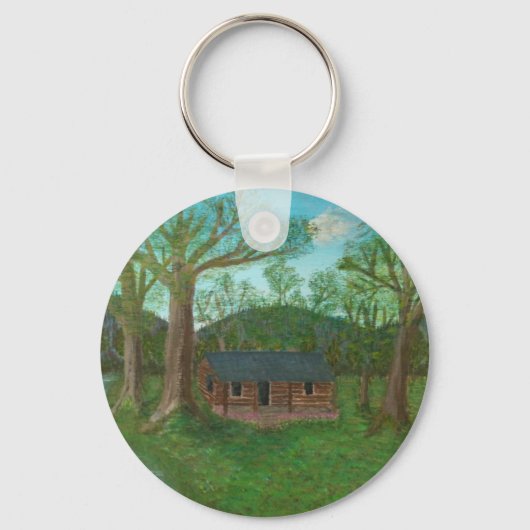 Logcabine en bomen sleutelhanger (Voorkant)