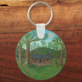 Logcabine en bomen sleutelhanger (Voorkant)