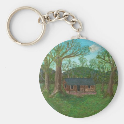 Logcabine en bomen sleutelhanger (Voorkant)
