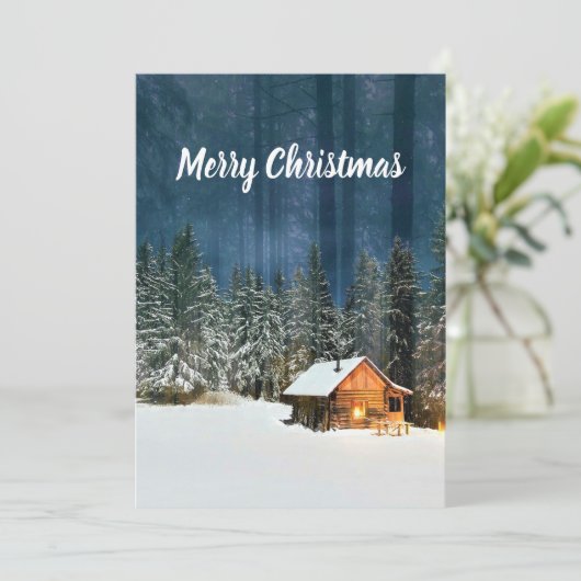 Logcabine Feestdagenkaart (Staand voorkant)