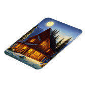 Logcabine in bossen sneeuwlandschapskunst magneet (Linkerzijde)