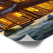 Logcabine in bossen sneeuwlandschapskunst poster (Hoek)