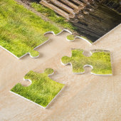 Logcabine in de bergen legpuzzel (Zijkant)