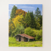 Logcabine in de bergen legpuzzel (Verticaal)