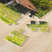 Logcabine in de bergen legpuzzel (Zijkant)