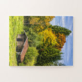 Logcabine in de bergen legpuzzel (Horizontaal)