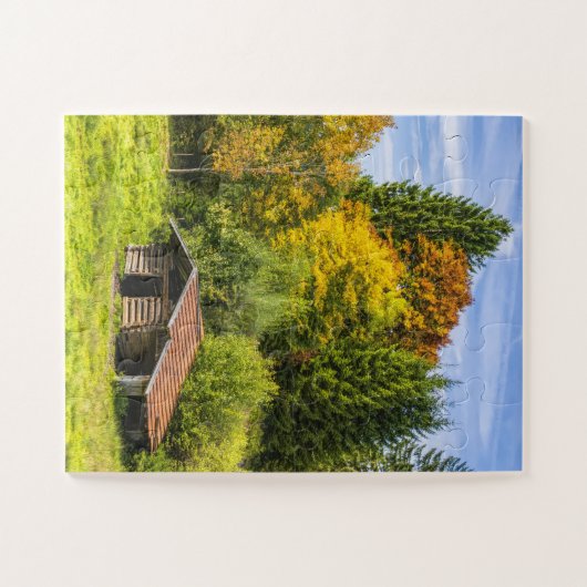 Logcabine in de bergen legpuzzel (Horizontaal)