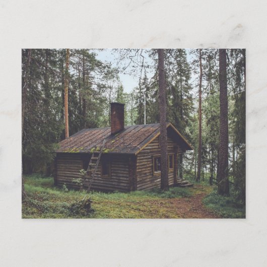 Logcabine in de briefkaarten van de bossen (Voorkant)
