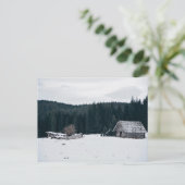 Logcabine in de sneeuw briefkaart (Staand voorkant)