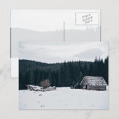 Logcabine in de sneeuw briefkaart (Voorkant / Achterkant)