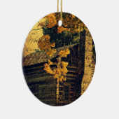 Logcabine in het najaar keramisch ornament (Rechts)