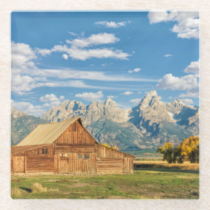 Logcabine nabij berggebied glazen onderzetter