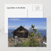 Logcabine op zwarte knop briefkaart (Voorkant / Achterkant)