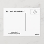 Logcabine op zwarte knop briefkaart (Achterkant)