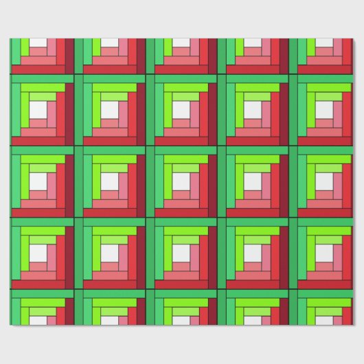 Logcabine Quilt Designed Wrapping Paper Cadeaupapier (Vlak)