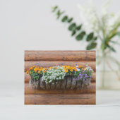 Logcabine van bloem van aanloopplanter briefkaart (Staand voorkant)
