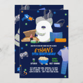 Logeerfeest Slaapfeest Uitnodiging Jongens (Voorkant / Achterkant)