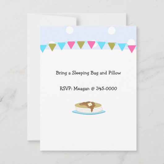 Logeerpartij en pannenkoekenontbijt kaart (Achterkant)