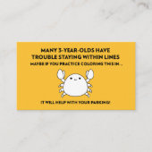 Logeren binnen lijnen Kleuren Crab Bad Parking Visitekaartje (Voorkant)