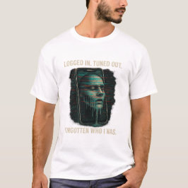 Logged In, Tuned Out – Glitched Identity Tech Art T-shirt