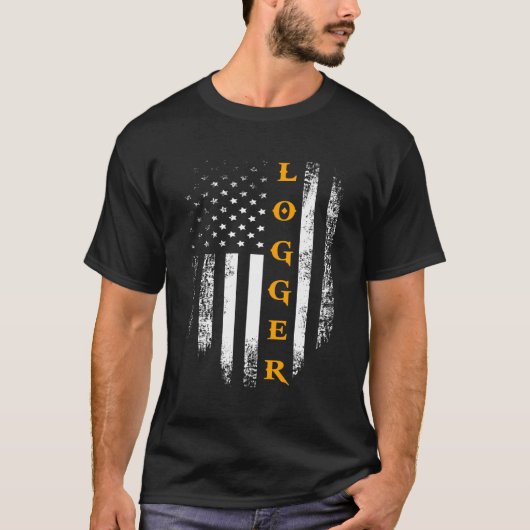 Logger Amerikaanse Vlag Carpenter Gift T-shirt (Voorkant)