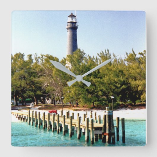 Loggerhead Key Lighthouse, Dry Tortugas Florida Vierkante Klok (Voorkant)