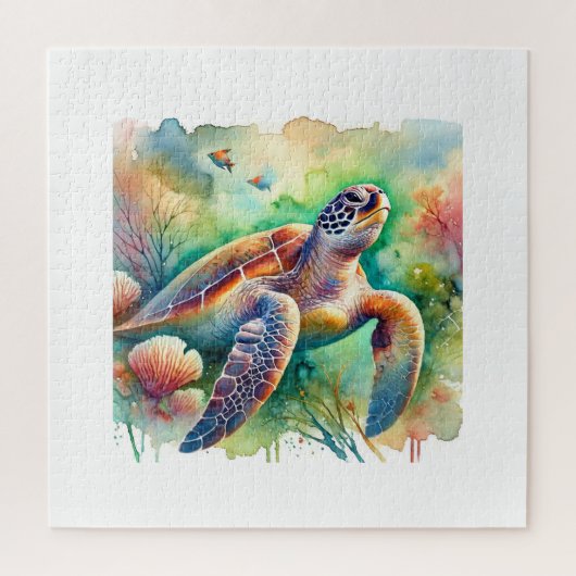 Loggerhead Sea Turtle 010824AREF108 - Watercolor Legpuzzel (Verticaal)