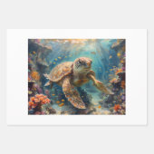 Loggerhead sea turtle diving in reef - Decoupage Inpakpapier Vel (Voorkant 2)
