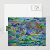 Loggerhead Turtle Colorful Art Briefkaart (Voorkant / Achterkant)