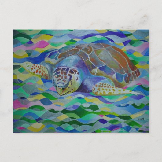 Loggerhead Turtle Colorful Art Briefkaart (Voorkant)