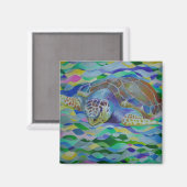 Loggerhead Turtle Colorful Art Magneet (Voorkant / Achterkant)