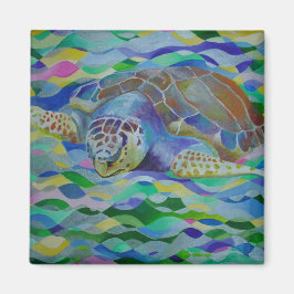 Loggerhead Turtle Colorful Art Magneet