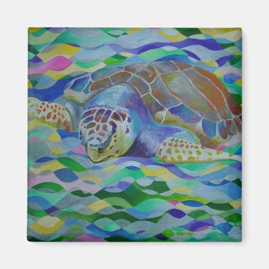 Loggerhead Turtle Colorful Art Magneet (Voorkant)