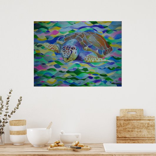 Loggerhead Turtle Colorful Art Poster (Keuken)