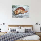Loggerhead Turtle - St George Island Canvas Afdruk (Insitu (Slaapkamer))