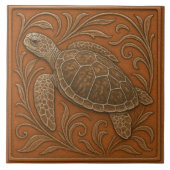 Loggerhead Zee Schildpad - Keramische Tegel Tegeltje (Voorkant)