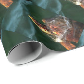 Loggerhead Zee Turtle Artistic Portret Cadeaupapier (Rol Hoek)