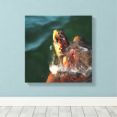Loggerhead Zee Turtle Artistic Portret Canvas Afdruk (Insitu (Houten vloer))
