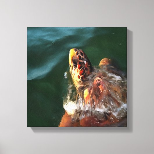 Loggerhead Zee Turtle Artistic Portret Canvas Afdruk (Voorkant)