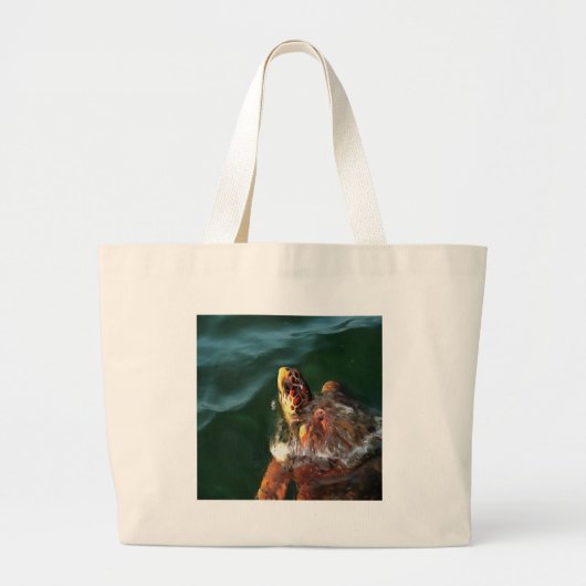 Loggerhead Zee Turtle Artistic Portret Grote Tote Bag (Voorkant)