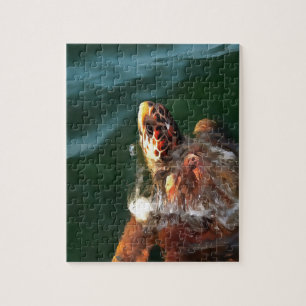Loggerhead Zee Turtle Artistic Portret Legpuzzel