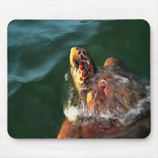 Loggerhead Zee Turtle Artistic Portret Muismat (Voorkant)