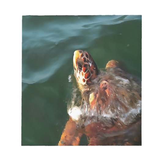 Loggerhead Zee Turtle Artistic Portret Notitieblok (Voorkant)