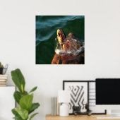 Loggerhead Zee Turtle Artistic Portret Poster (Thuiskantoor)